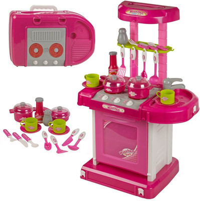

Kaarq Kitchen Set Kids Luxury Battery Operated Kitchen Super Set Toy With Light And Sound Carry Case