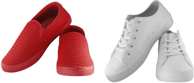 

Zapatoz Combo Pack of 2 Red & White Tennis & Moc Shoes for Men & Boy's Sneakers For Men(Blue, White
