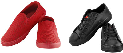 

Zapatoz Combo Pack of 2 Red & Black Casual Tennis & Moc Shoes for Men & Boy's Sneakers For Men(Blue, Black