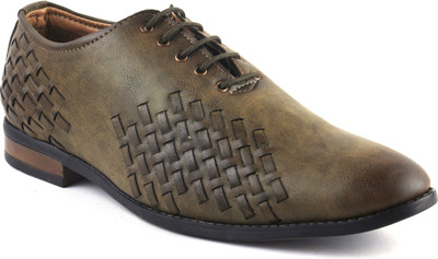 

AORFEO Leather crafted X Lace Up For Men(Brown