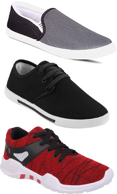 

Chevit Combo Pack of 3 Casual & Sports Shoes (Loafers & Sneakers Shoes) Running Shoes For Men (Grey, Red, Black) Running Shoes For Men(Grey, Red, Black