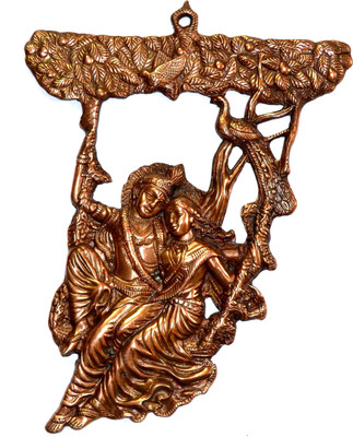 

Pin to Pen Radha Krishna On Swing Wall Hanging Decorative Showpiece - 45 cm(Alloy, Copper)