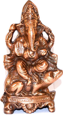 Pin to Pen Metal Ganeshji Small Idol Decorative Showpiece - 15 cm(Alloy, Copper)