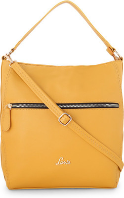 

Lavie Women Evening/Party Yellow Leatherette Hand-held Bag