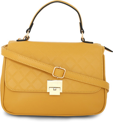 

Lavie Women Evening/Party Yellow Leatherette Hand-held Bag