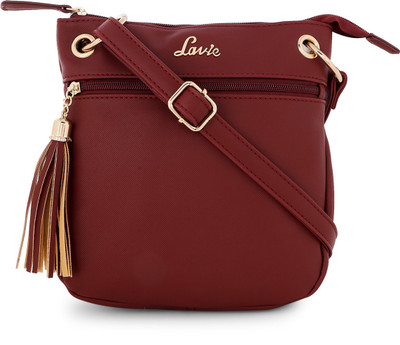 

Lavie Women Casual Maroon Leatherette Sling Bag