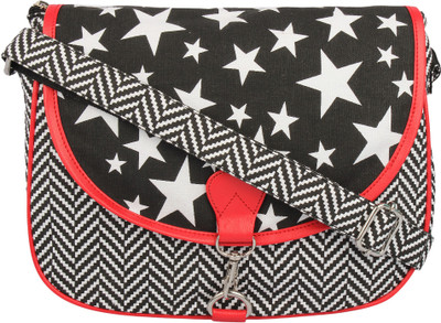 

CRAFTS MY DREAM Girls Casual Black, White Cotton Sling Bag