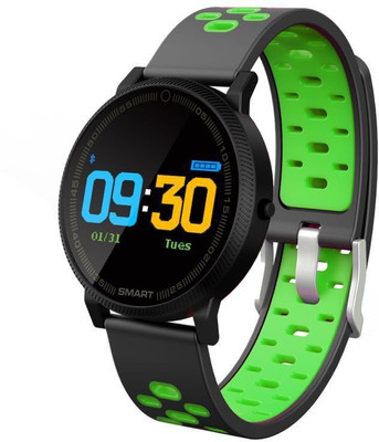 Bingo Round Fitness Band with Blood Pressure, Heart Rate Monitoring & Waterproof Quality Features Smart Band(Green Strap, Size : REGULAR), Neon green