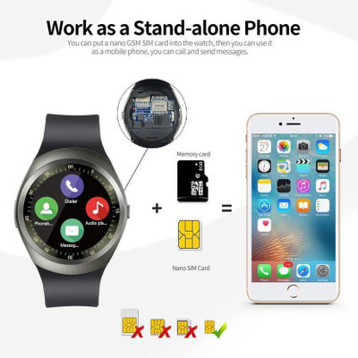 

KONARRK Y1 Bluetooth Smartwatch with Sim & Tf Card Support Smartwatch(Black Strap FREE SIZE)