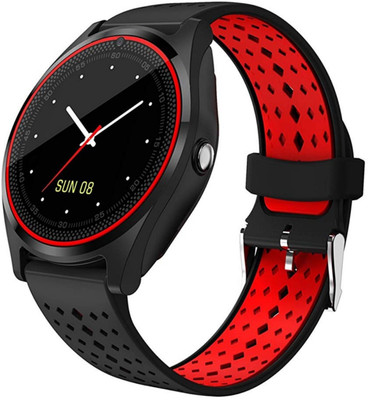 

Oasis V9 Pro Bluetooth Smartwatch Touch Screen with Camera, Sim Card Support, Round Dial Compatible with All Android/iOS Smartphones Red Black Smartwatch(Black Strap Medium)