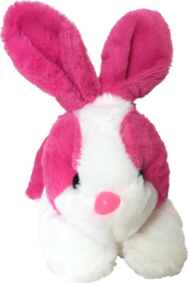 CREATIVEVILLA CUTE DARK PINK LYING RABBIT STUFFED PLUSH SOFT TOY - 26 cm(Multicolor)