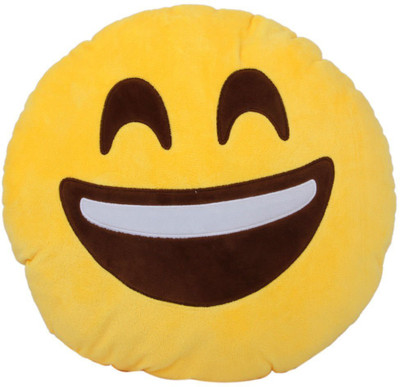 

CREATIVEVILLA SIMPLE SMILE STUFFED SMILEY CUSHION ROUND PIILOW - 28 cm(Multicolor)
