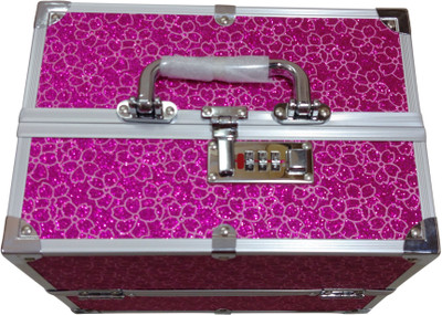 

DP_CRAFT Hard Sided Pink Luggage Cosmetic Cases/Vanity Box With Lock System, Made By High Quality Metal Size : 26 * 22 * 18 Makeup Vanity Box(Multicolor)