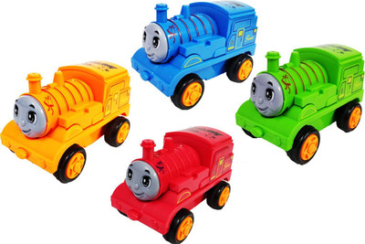 

Emob Real Action Automatic Transformation Robot Train Windup Toy for Kids Set of 4(Multicolor)