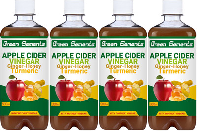 

Green Elements - Apple Cider Vinegar With Ginger - Honey - Turmeric & Mother Vinegar(2000 ml, Pack of 4)
