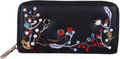 

ELLE Women Casual Black Artificial Leather Wallet(8 Card Slots)