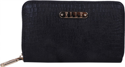 

ELLE Women Casual Black Artificial Leather Wallet(8 Card Slots)