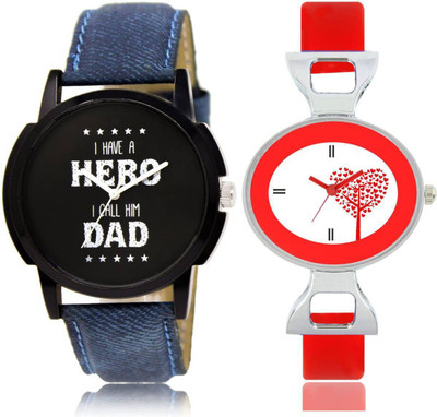 

SVM ATP-LR07VT31 Stylish Round Shape Red-Blue Strap Multicolor Dial Women's & Men's (Pack of 2) Watch - For Men & Women