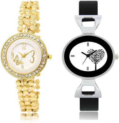 

SVM ATP-LR203-VT27 Stylish Round Shape Gold-Black Strap Multicolor Dial Women's & Girl's (Pack of 2) Watch - For Women