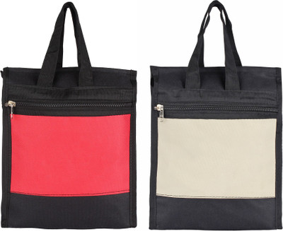 

styles creation Men's Combo Red & Grey Lunch/ Tiffin/ Carry Leather Bag Waterproof Lunch Bag(Black, 12 inch)