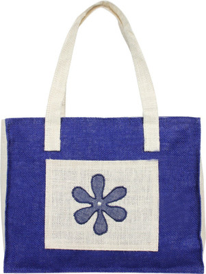

Styles Creation Handicraft Blue White Jute Lunch Bag Waterproof Lunch Bag(Blue, White, 14 inch)