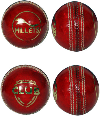 

Millets Club Red Alum Sun Tanned 4 PCS (Pack of 1 Ball) Cricket Leather Ball(Pack of 1, Red), Maroon
