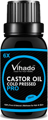 

VIHADO 100% Pure Cold Pressed Organic Castor Oil For Hair, Eyelashes, Nails, Body, Skin Care & Hair Care / Castor Oil For Hair Growth / Castor Oil For Beard Growth / Castor Oil For Skin Treatment For Women (18ml)(18 ml)