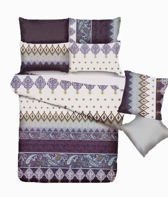 

MUCH N MORE 250 TC Cotton Double Floral Bedsheet(Pack of 1, Blue & white)