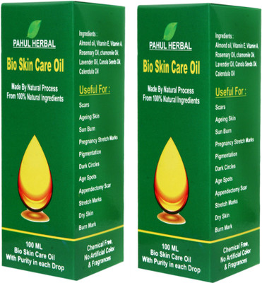 

Pahul Herbal Bio Skin Care Oil for Pregnancy stretch marks, Scars, Aging Skin, Acne, Made from 100% Natural Ingredients - Pack of 2 (100+100) 200 ml(200 ml)