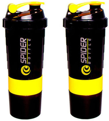

Spider Combo of Protien Gym 500 ml Shaker(Pack of 2, Yellow), Black