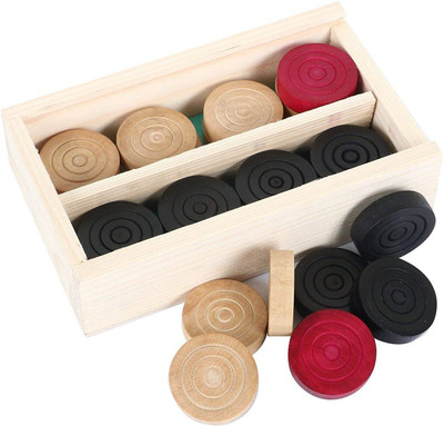 

QUINERGYS ™ Lightweight and Durable Carrom Coin made of Solid Indian wood Carrom Pawns(Pack of 24)