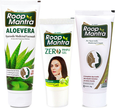 

Roop Mantra Skin Care Combo (Aloe-Vera Face Wash 115ml + Zero Pimple Gel 15gm + Face Cream 30gm)(Set of 3)
