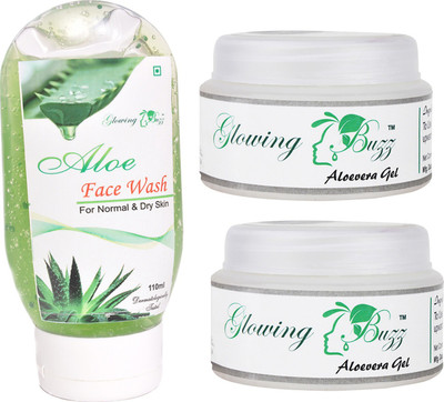 

Glowing Buzz Combo of 1 Aloe Face Wash And 2 Herbal Aloe Vera Gel(Set of 3)