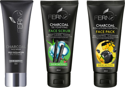 

Ferns Charcoal Face Wash + De-Toxifying Face Scrub + Pollution-Control Face Pack (Combo of 3)(Set of 3)