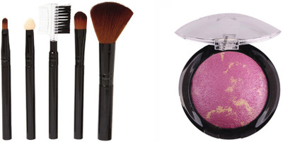 

hich 5pc Brush + Baked Pink Blusher Super makeup combo(Set of 2)