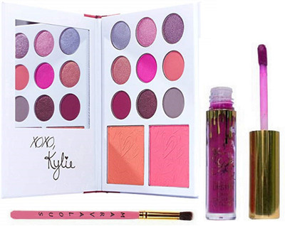 

Marvalous makeup brush , Kylie Diary Blush + Eye Shadow Palette with birthday edition lip gloss(Set of 3)