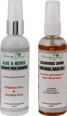 

Glowing Buzz Combo of Sulphate free Aloe & Herbs Shampoo and Natural Luxurious Shine Hair Oil(Set of 1)
