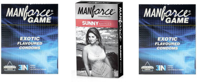 Manforce GAME EXOTIC,SUNNY EDITION Combo Pack and 4 tab (100mg) with every order Condom(Set of 3, 30S)