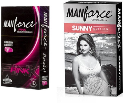 Manforce PINK BUBBLEGUM,SUNNY EDITION Combo Pack and 4 tab (100mg) with every order Condom(Set of 2, 20S)