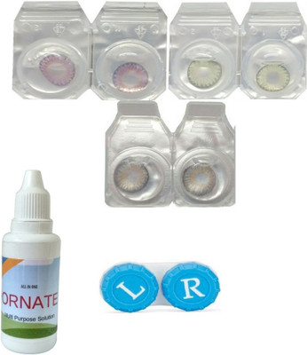 

ORNATE 3 Pair ( Voilet, Green, Grey ) Zero Power Monthly Contact Lens Monthly Contact Lens(0, Multicolor, Pack of 3)