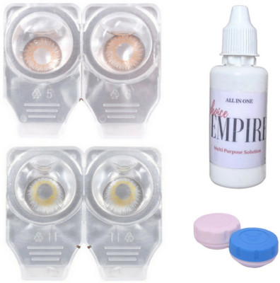 

Choice Empire 2 Pair Zero Power Monthly Contact Lens With Solution - Brown-Dark Grey Color Lens Monthly Contact Lens(0 dioptres, Brown, Dark Grey, Pack of 4)
