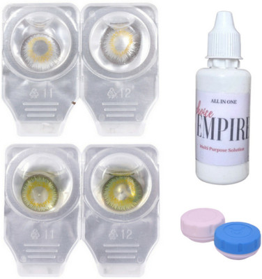 

Choice Empire 2 Pair Zero Power Monthly Contact Lens With Solution - Gark Grey-Green Color Lens Monthly Contact Lens(0 dioptres, Dark Grey, Green, Pack of 4)
