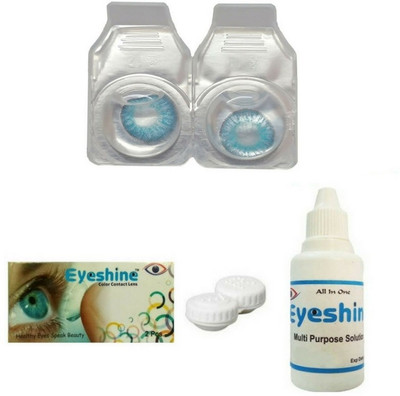 

Eyeshine Blue Colored Contact Lens 1 Pair with case and solution (0 Power) Monthly Contact Lens(0, BLUE, Pack of 2)