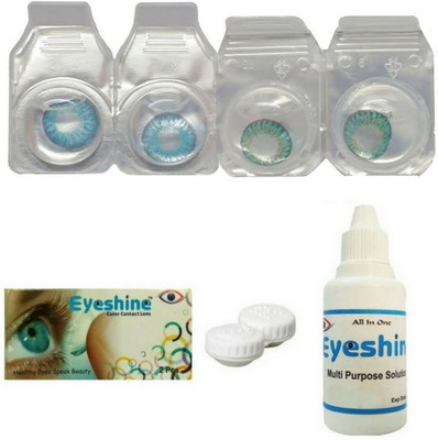 

Eyeshine Blue And Turquoise Color Contact Lens 2 Pair With Case And Solution(0 Power) Monthly(0, Colored Contact Lenses, Pack of 4)