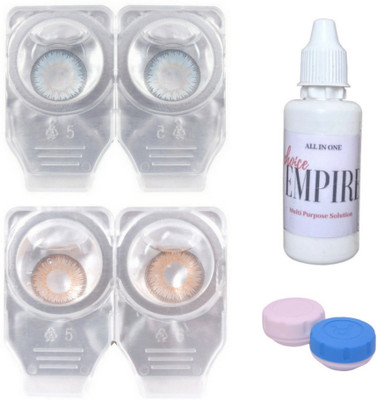 

Choice Empire 2 Pair Zero Power Monthly Contact Lens With Solution - Blue-Brown Color Lens Monthly Contact Lens(0 dioptres, Blue, Brown, Pack of 4)