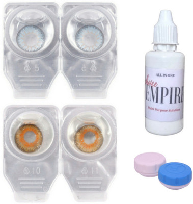 

Choice Empire 2 Pair Zero Power Monthly Contact Lens With Solution - Blue-Honey Color Lens Monthly Contact Lens(0 dioptres, Blue, Honey, Pack of 4)