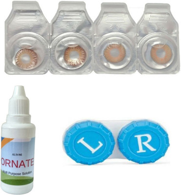 

ORNATE Brown & Honey Colored Contact Lens 2 Pair with case and solution (0 Power) Monthly Contact Lens(0, Brown,Honey, Pack of 3)