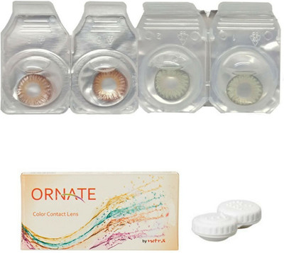 

ORNATE Brown & Green Colored Contact Lens 2 Pair with case (0 Power) Monthly Contact Lens(0, Brown, Green, Pack of 3)