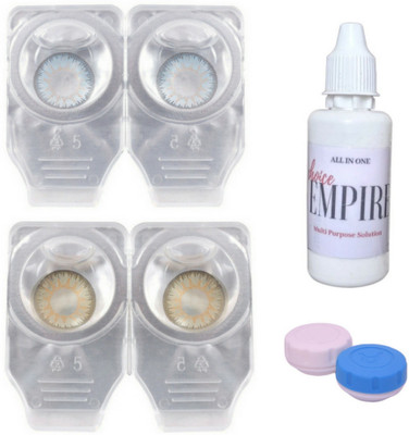 

Choice Empire 2 Pair Zero Power Monthly Contact Lens With Solution - Blue-Gold Color Lens Monthly Contact Lens(0 dioptres, Blue, Gold, Pack of 4)