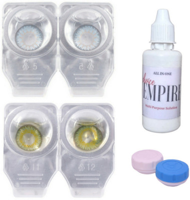 

Choice Empire 2 Pair Zero Power Monthly Contact Lens With Solution - Blue-Green Color Lens Monthly Contact Lens(0 dioptres, Blue, Green, Pack of 4)